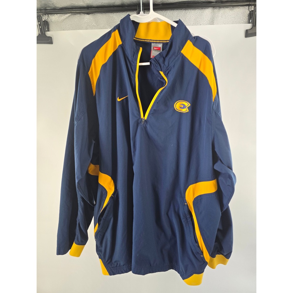 Nike Team Fit Storm Mens Medium Navy Blue Yellow Quarter Zip Windbreaker‎ 337343